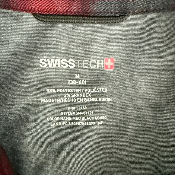 Swiss Tech Red Black Plaid Long Sleeve Flannel Button Down Shirt Size Medium‎ - Picture 8 of 8